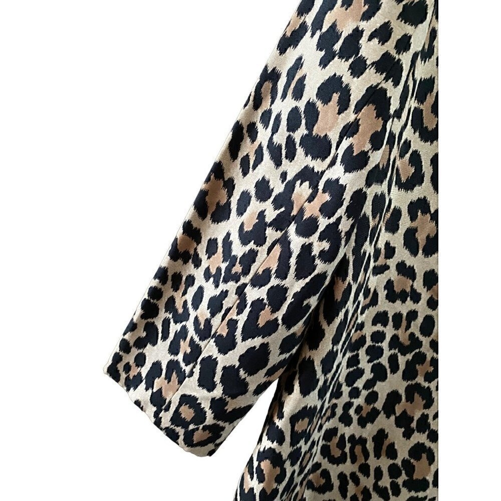 kate spade leopard print top coat Sz 2 animal cotton silk day disco franny - Picture 15 of 17